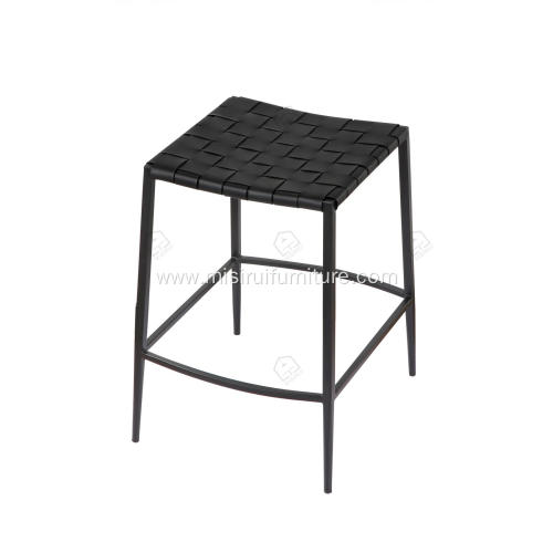 Saddle leather carbon steel black bar stool